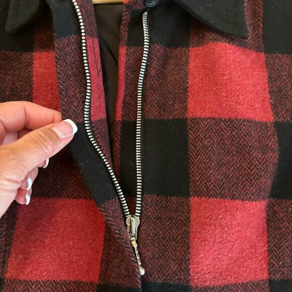 White Stag Jacket Women's Size16 Red/Black Buffalo Plaid Full Zip Wool Blend - Picture 4 of 9